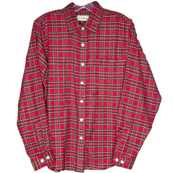 L.L. Bean Royal Stewart Tartan Cotton Flannel Shirt - Red/Black/Green - M - Picture 1 of 11